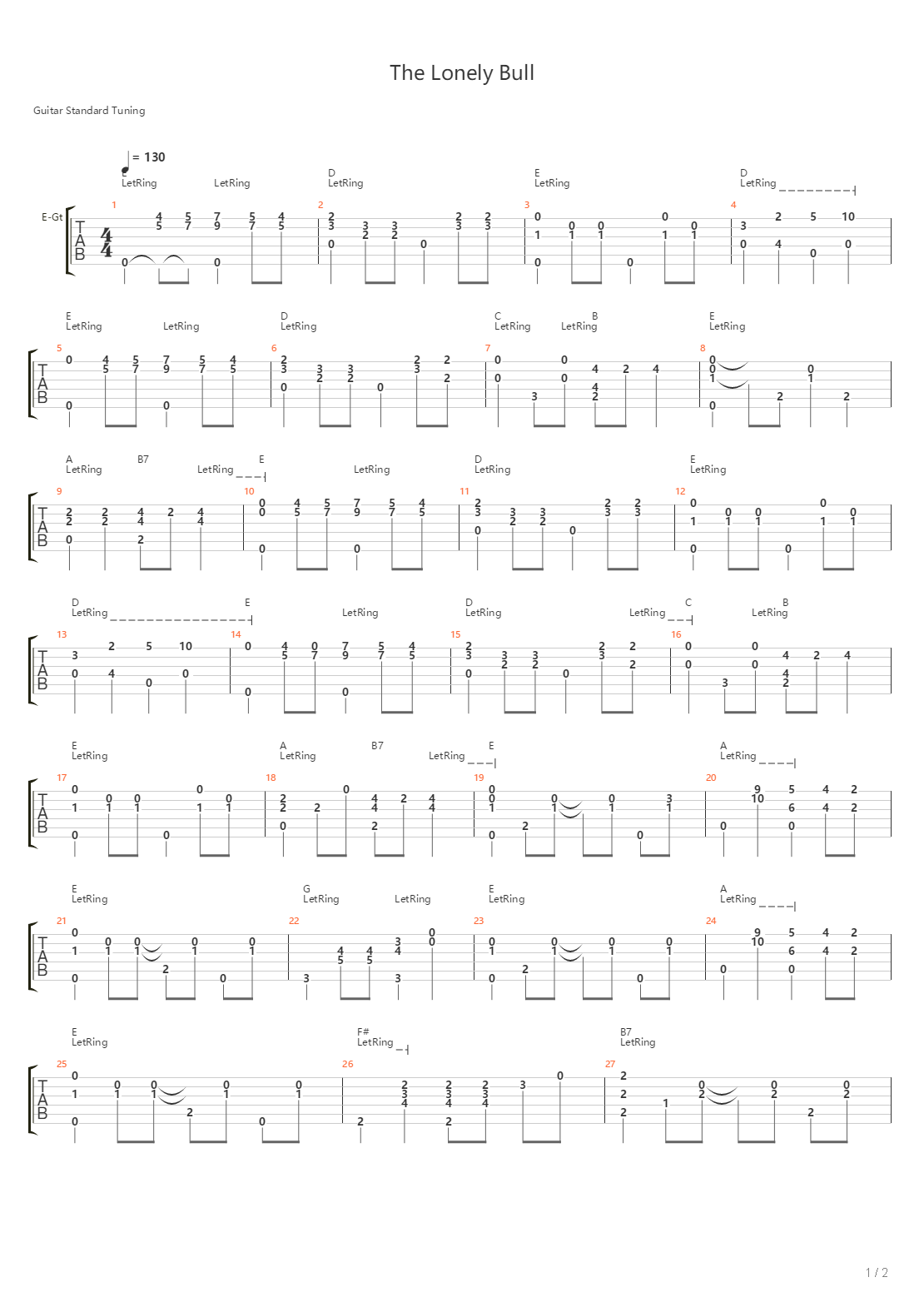 Lonely Bull吉他谱