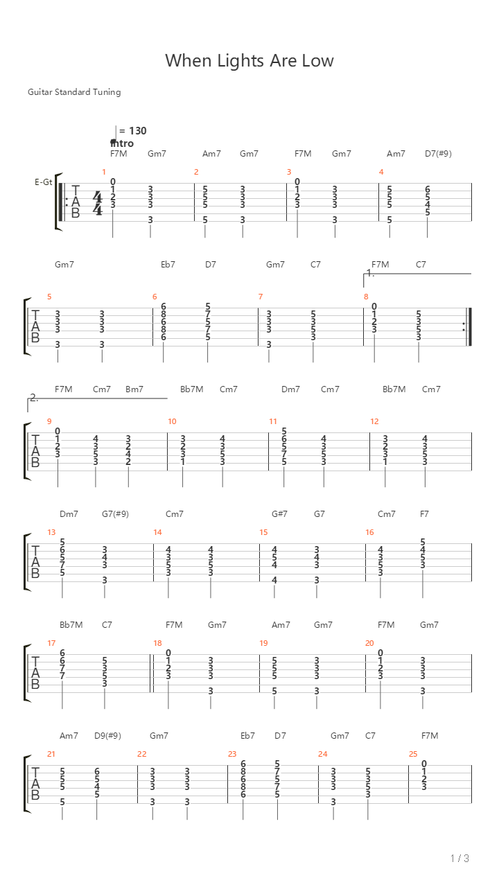 When Lights Are Low吉他谱