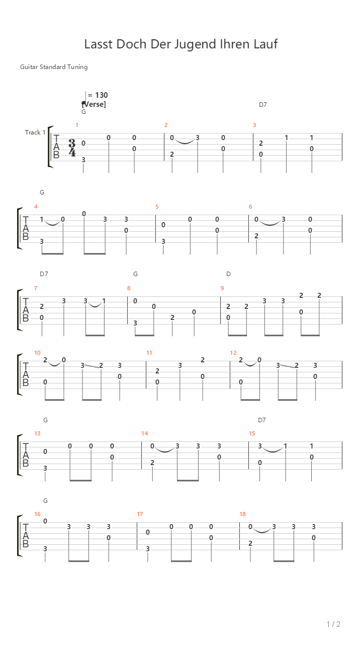 Lasst Doch Der Jugend Ihren Lauf吉他谱