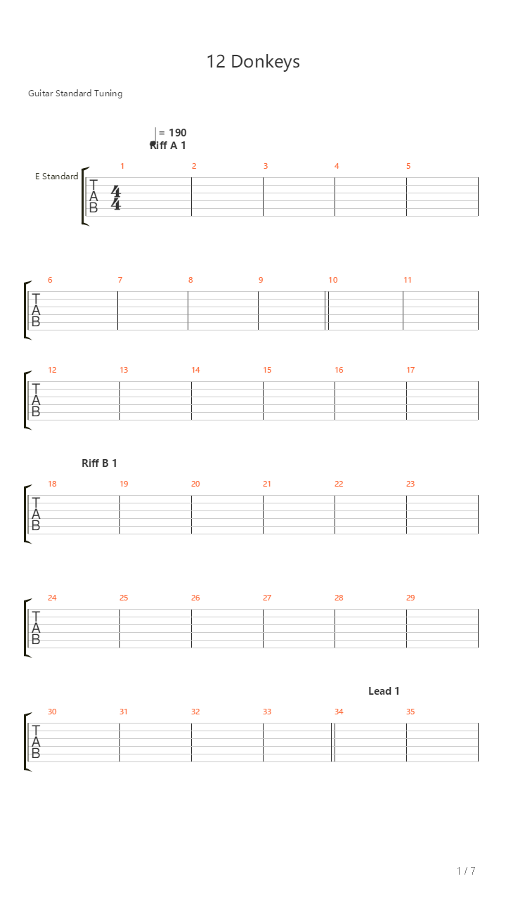 12 Donkeys吉他谱