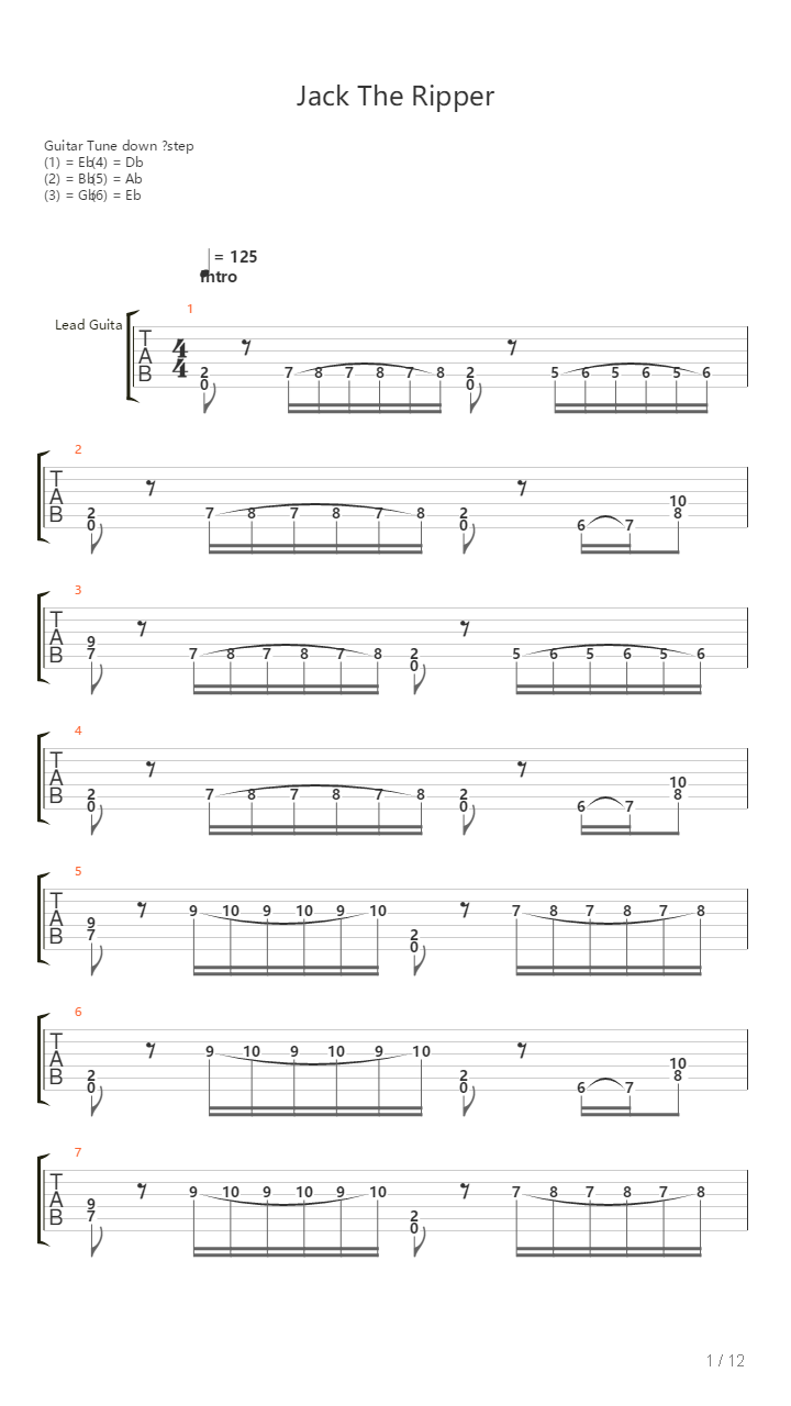 Jack The Ripper吉他谱