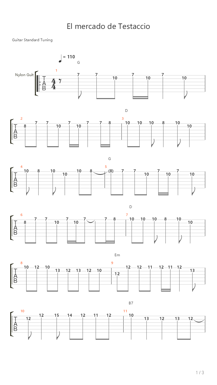 El Mercado De Testaccio吉他谱