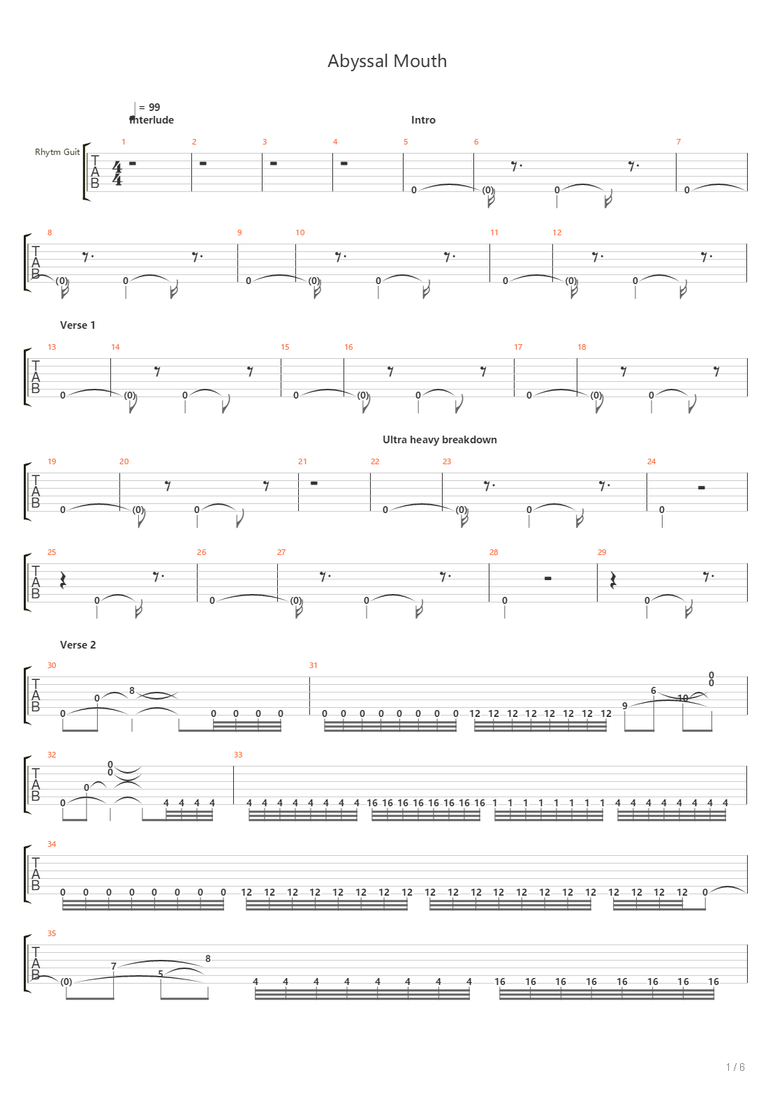 Abyssal Mouth吉他谱