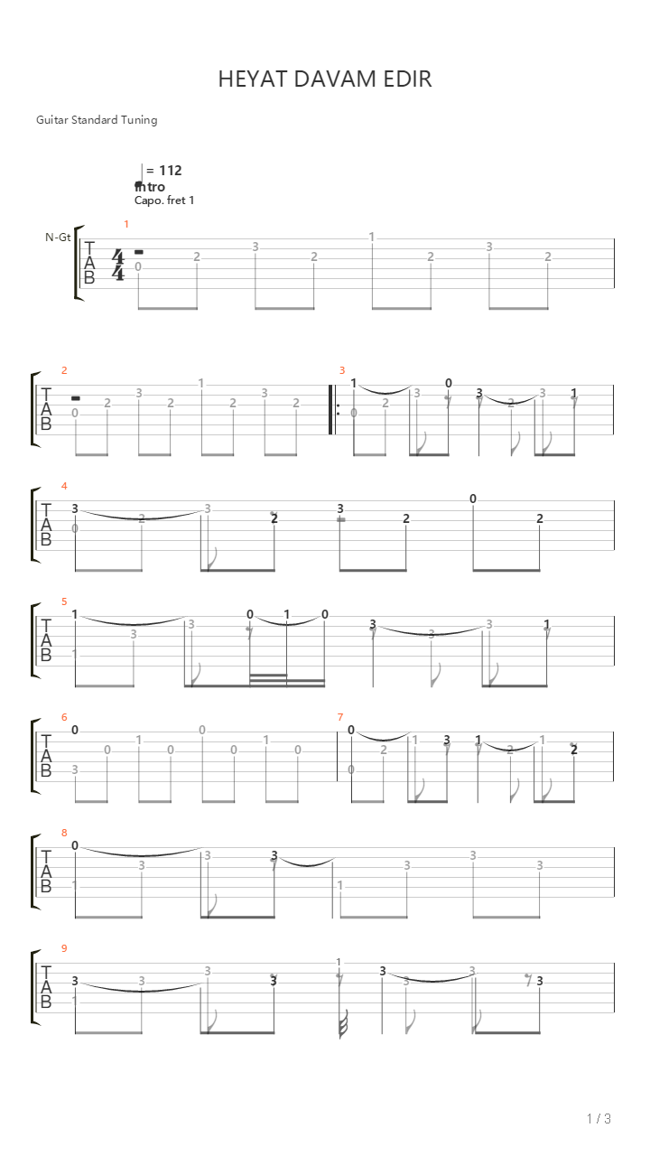 Heyat Davam Edir吉他谱