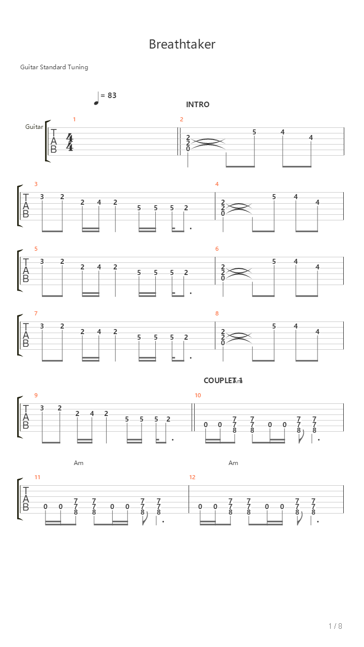 Breathtaker吉他谱
