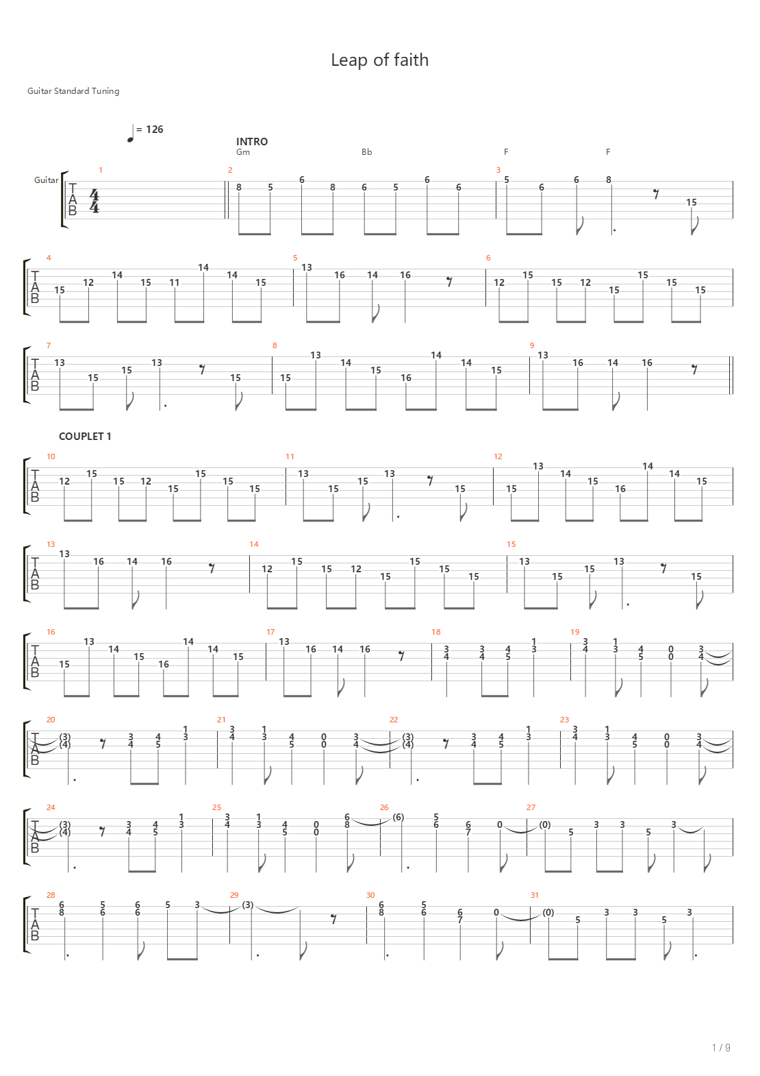 Leap Of Faith吉他谱