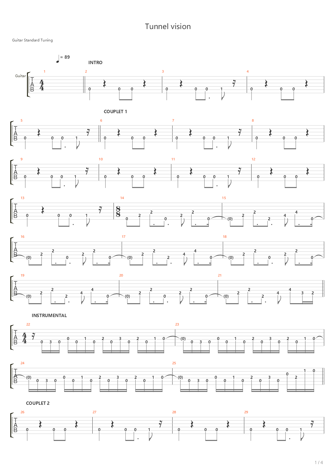 Tunnel Vision吉他谱