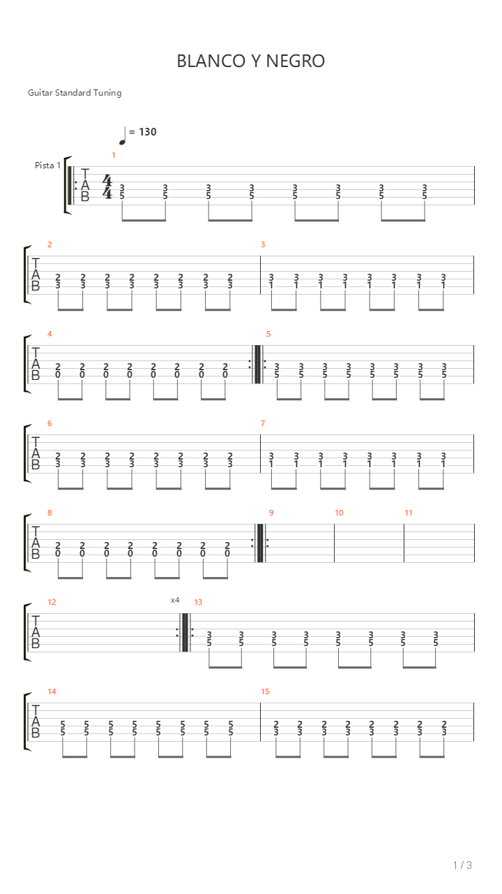 Blanco Y Negro吉他谱