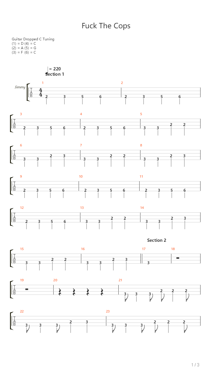 Fuck The Cops吉他谱