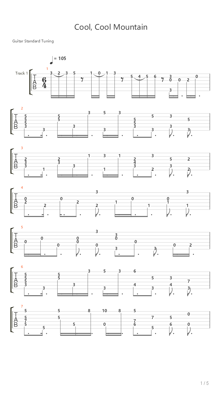Cool Cool Mountain吉他谱