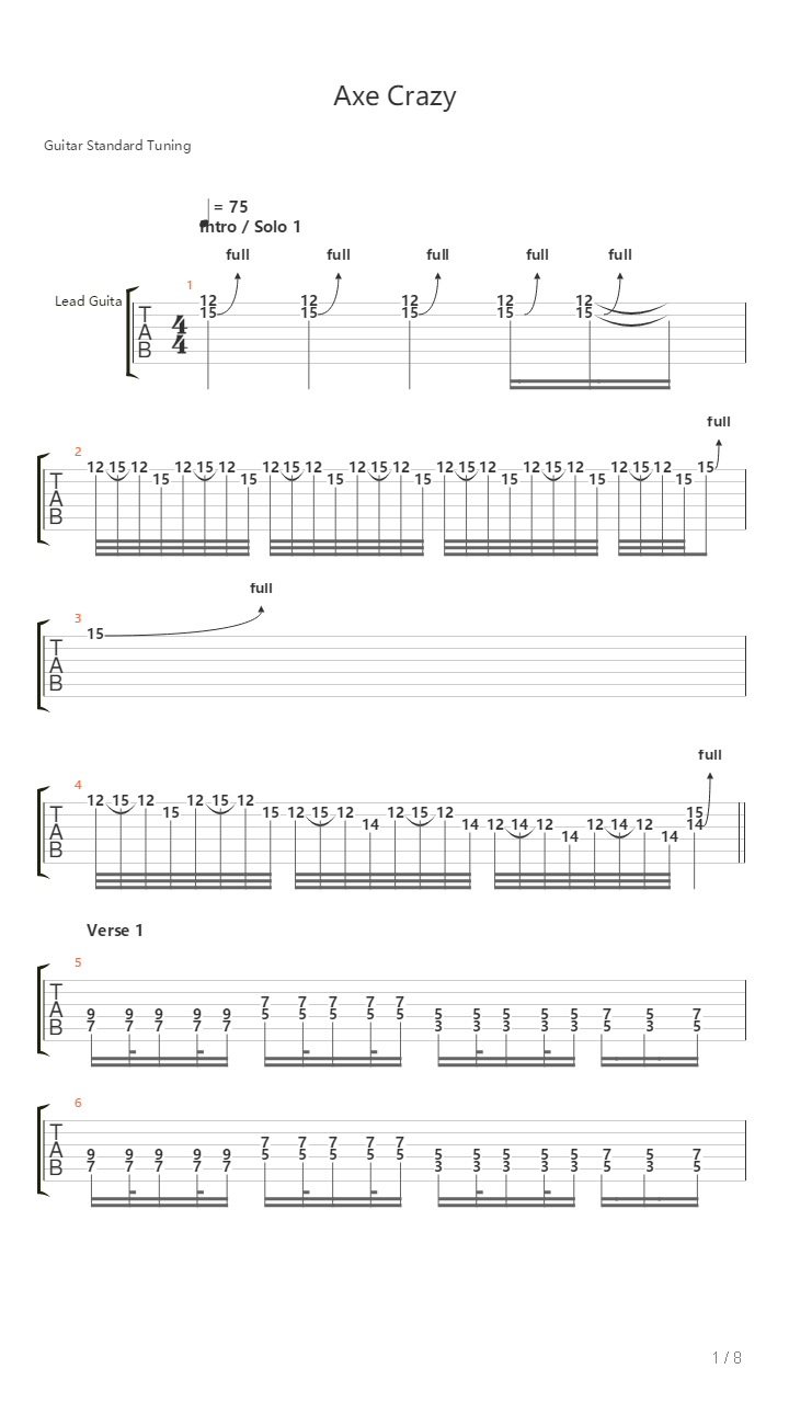Axe Crazy吉他谱