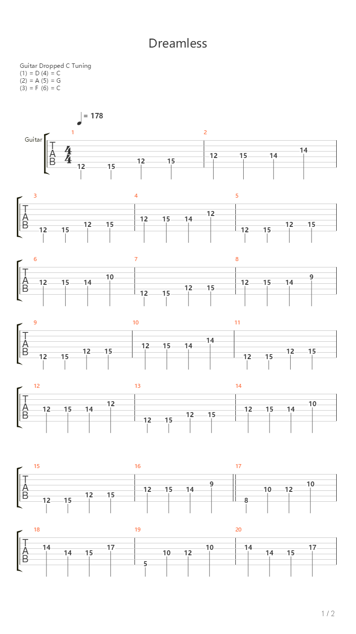 Dreamless吉他谱