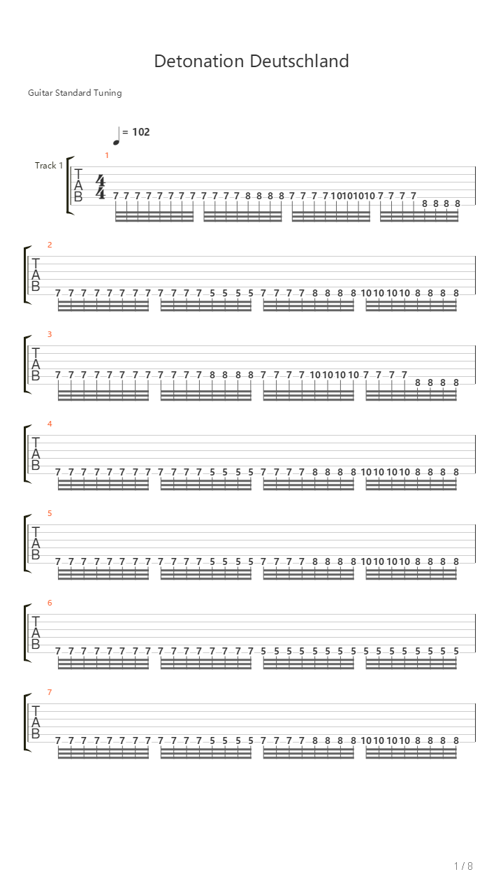 Detonation Deutschland吉他谱