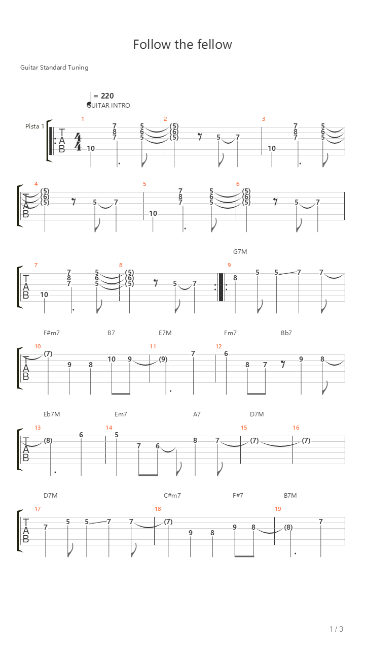 Follow The Fellow吉他谱