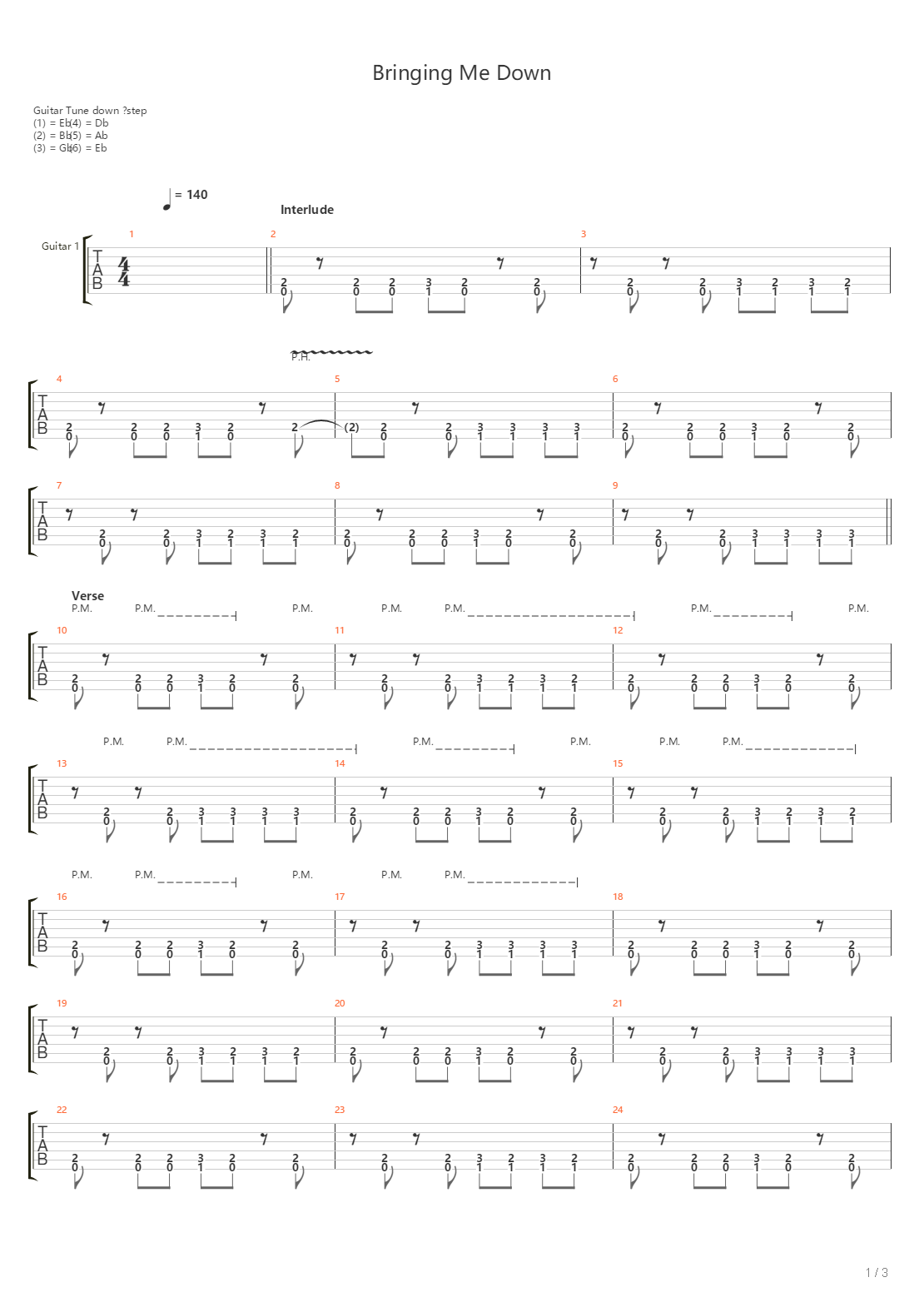 Bringing Me Down吉他谱