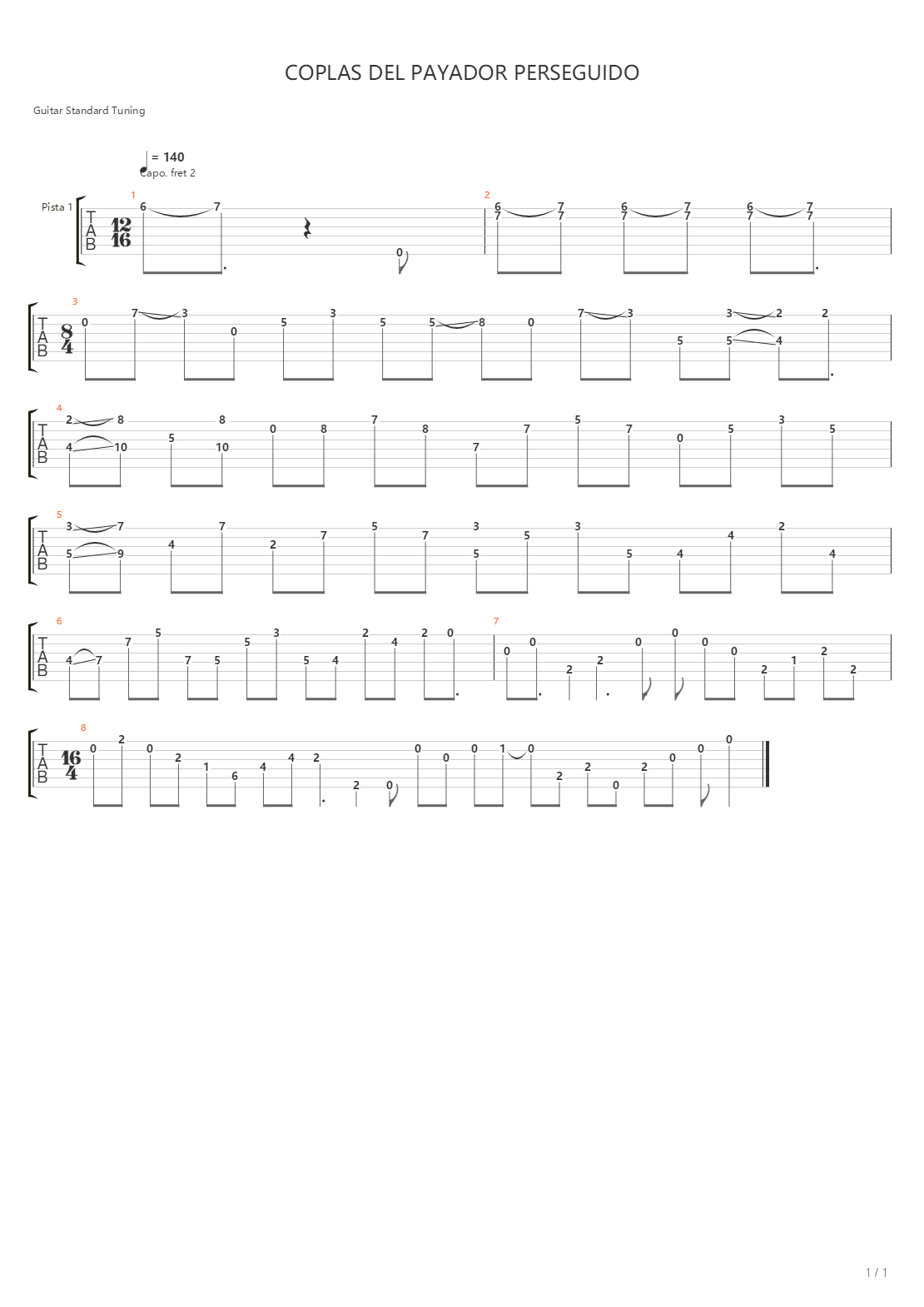 Coplas Del Payador Perseguido吉他谱