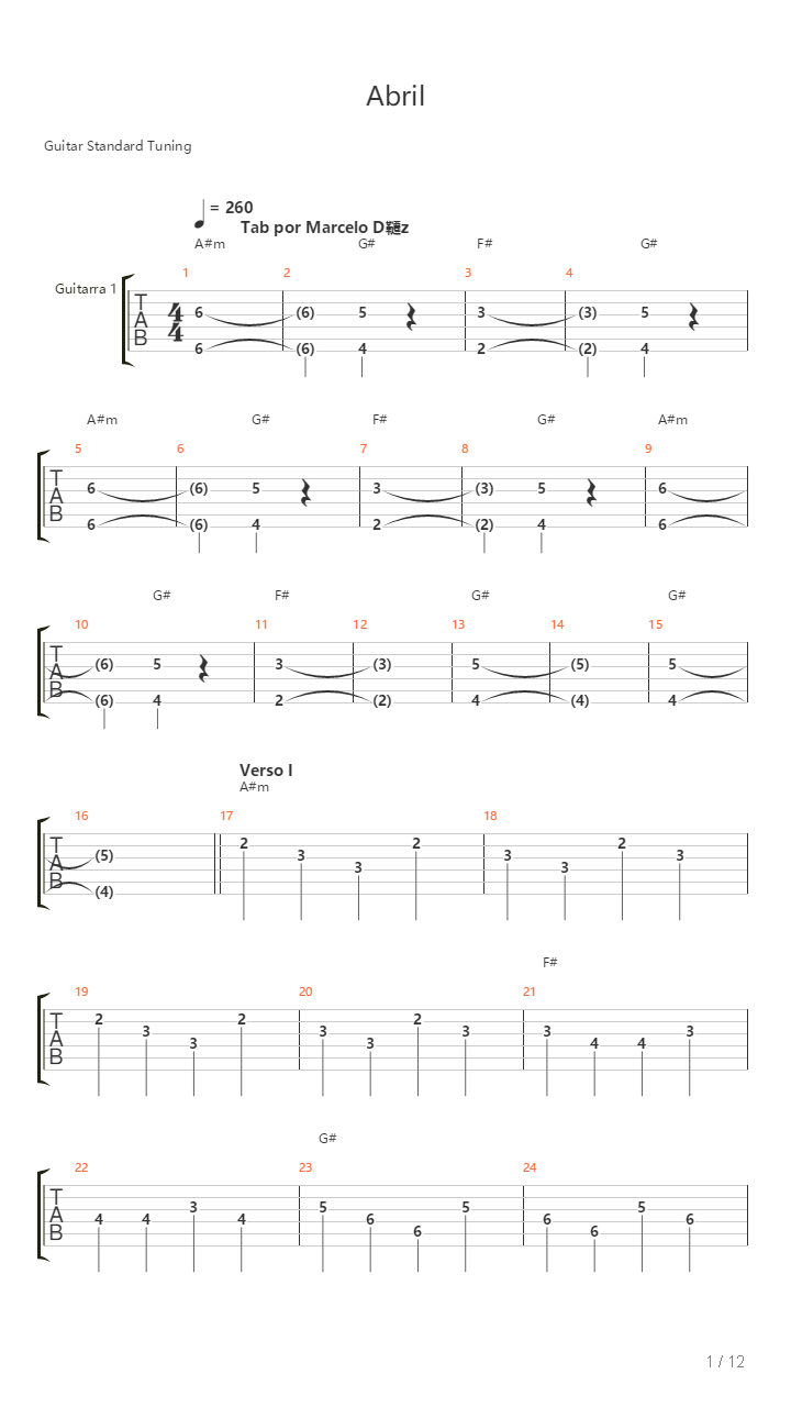 Abril吉他谱