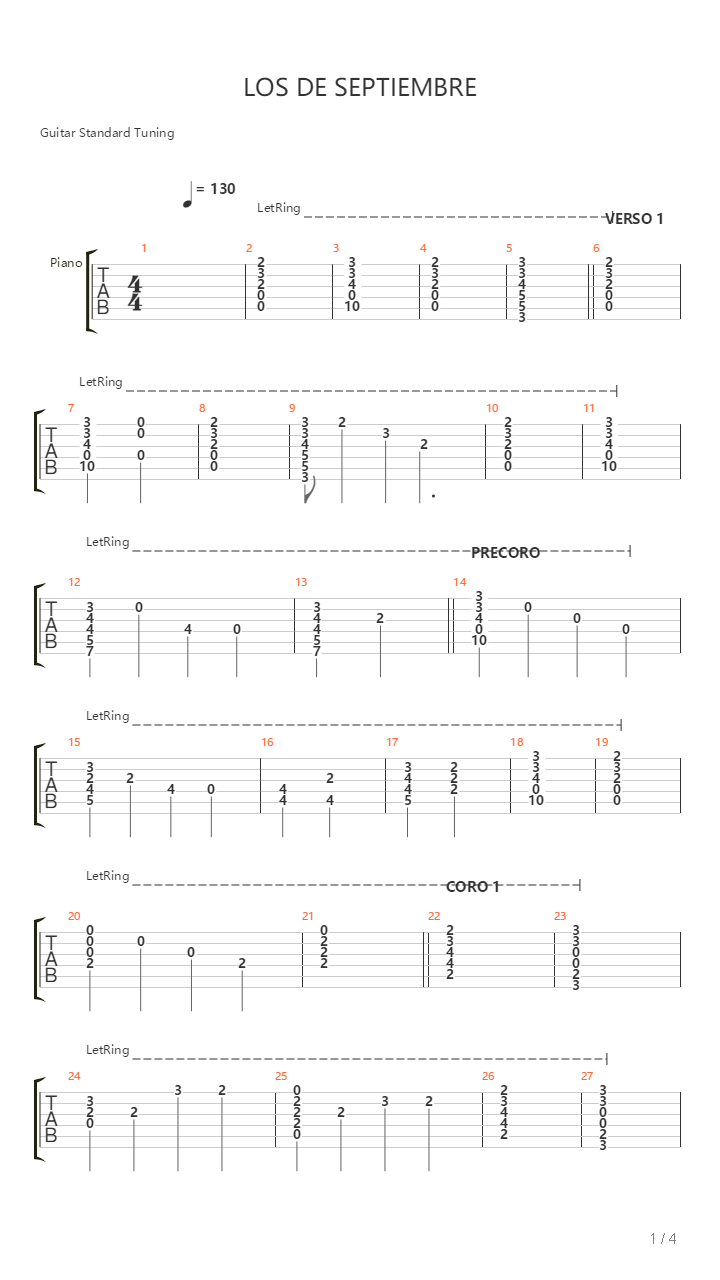 Los De Septiembre吉他谱