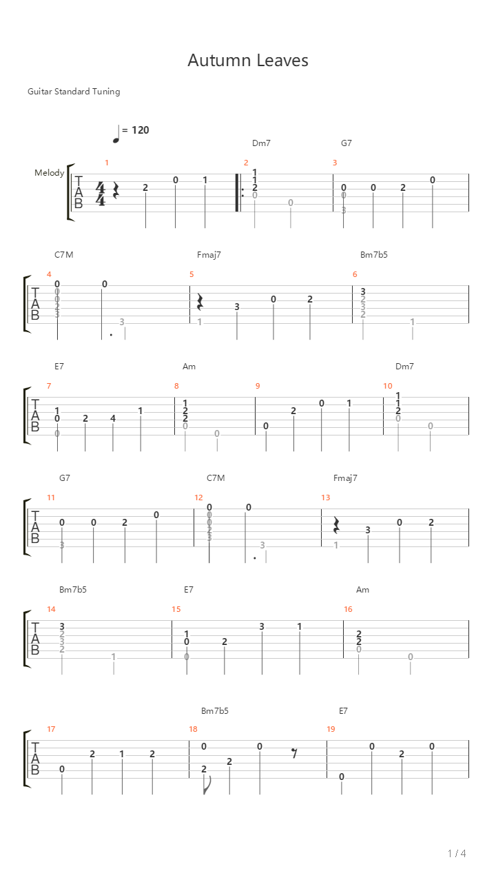 Autumn Leaves吉他谱