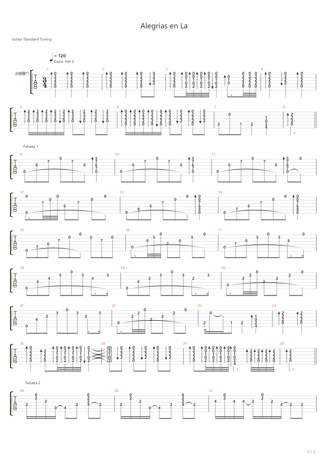 Alegrias En La吉他谱