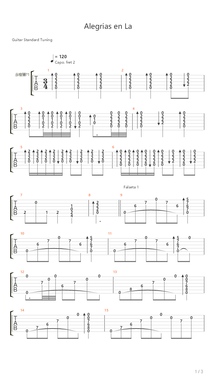 Alegrias En La吉他谱