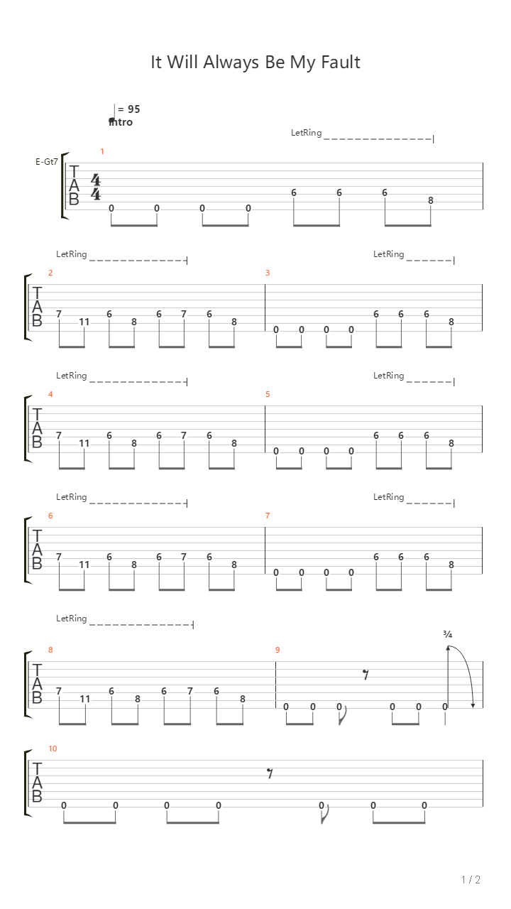 It Will Always Be My Fault吉他谱