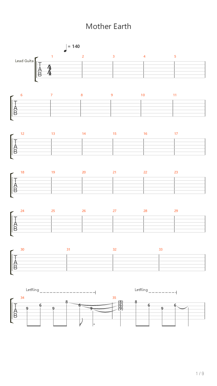 Mother Earth吉他谱