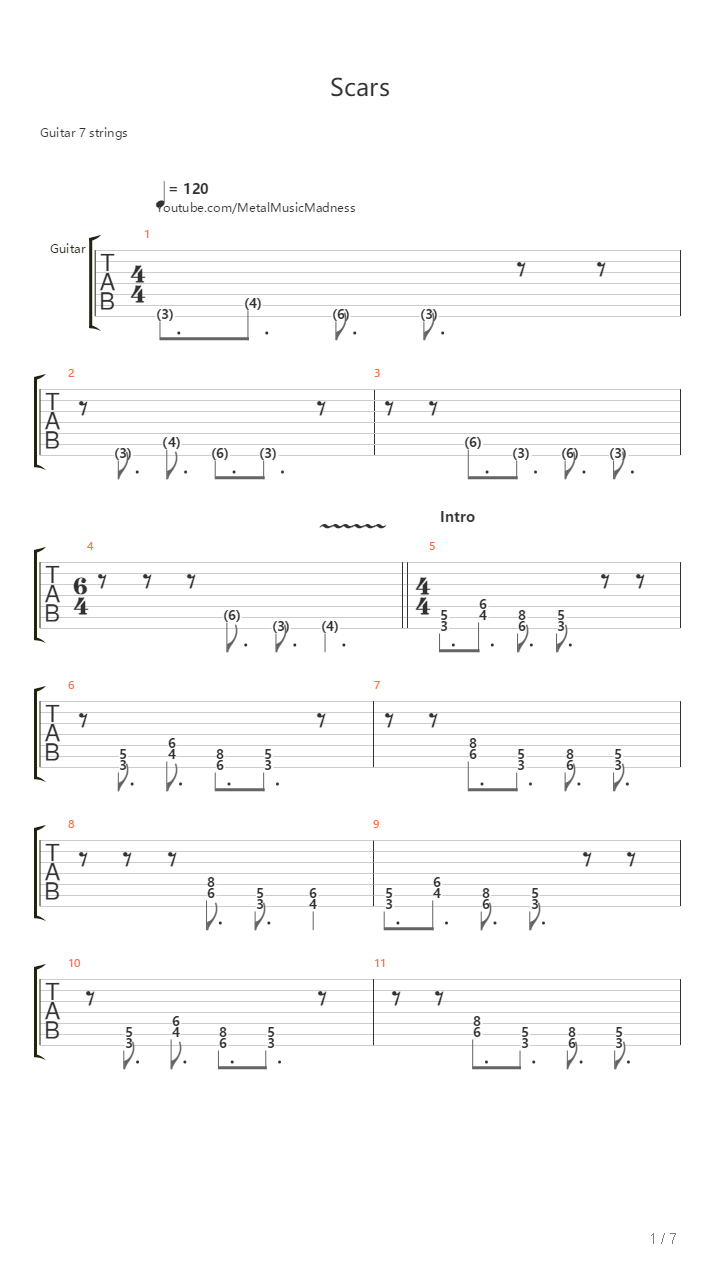 Scars吉他谱