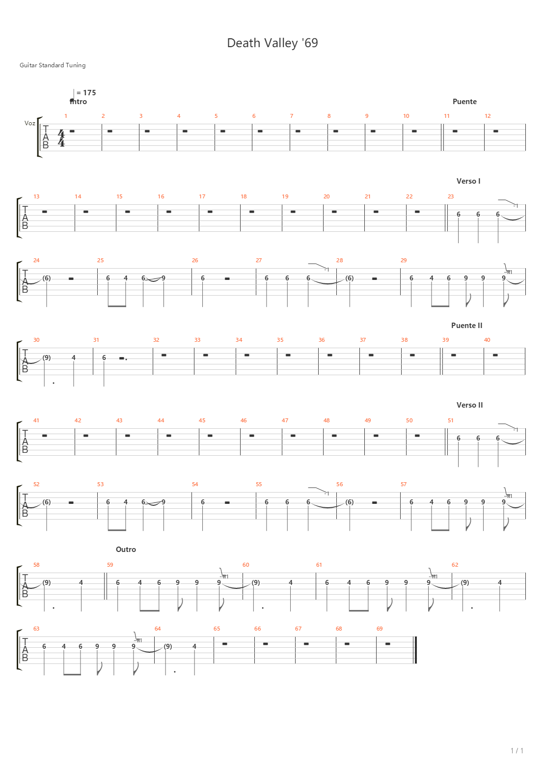 Death Valley 69吉他谱