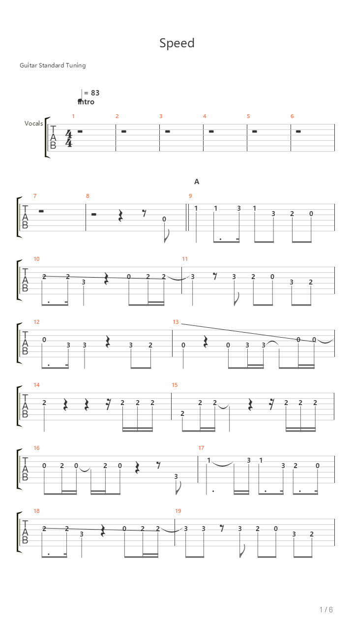 Speed吉他谱