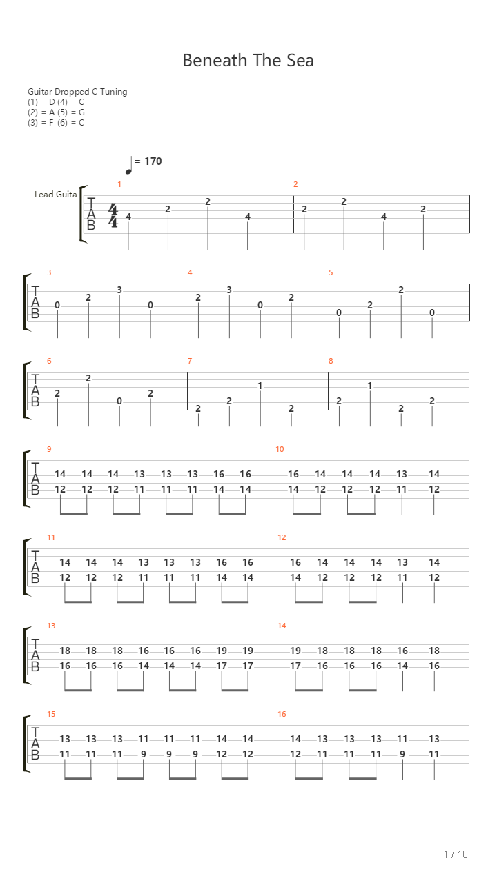 Beneath The Sea吉他谱