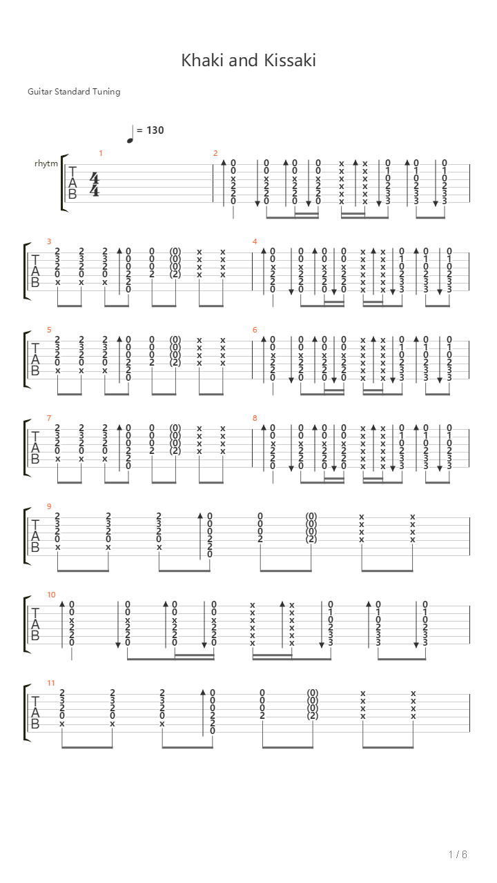 Khaki And Kissaki吉他谱