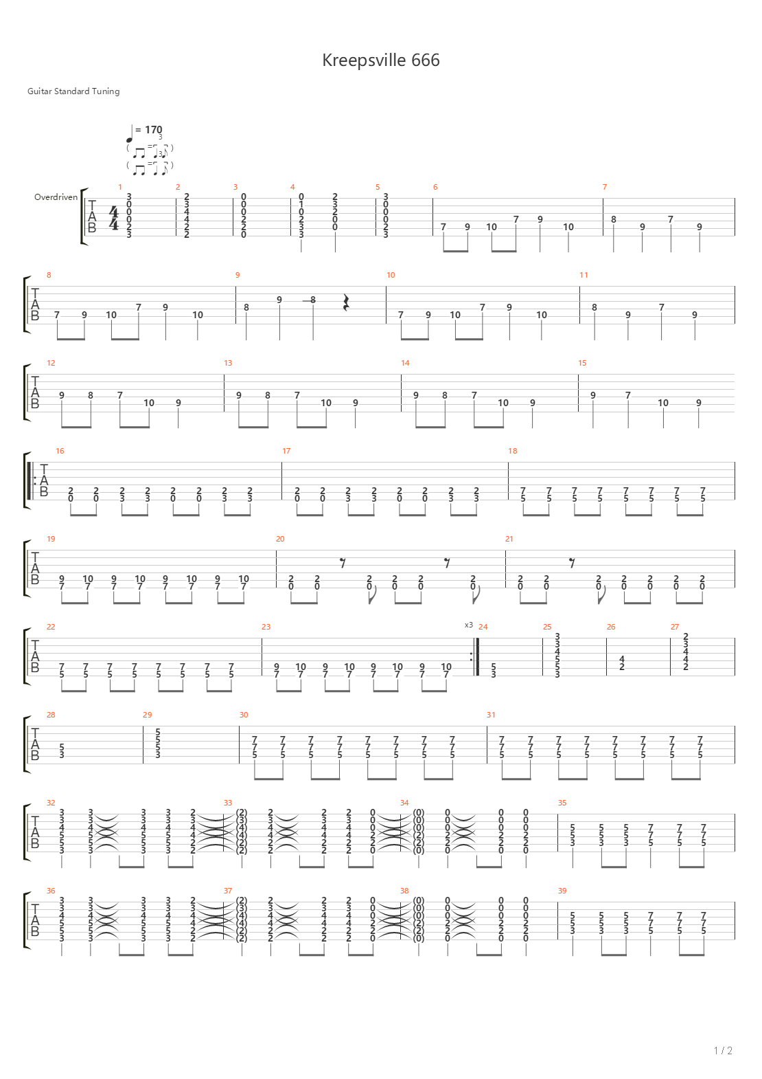 Kreepsville 666吉他谱