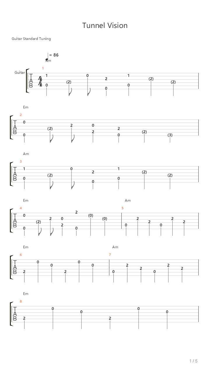 Tunnel Vision吉他谱