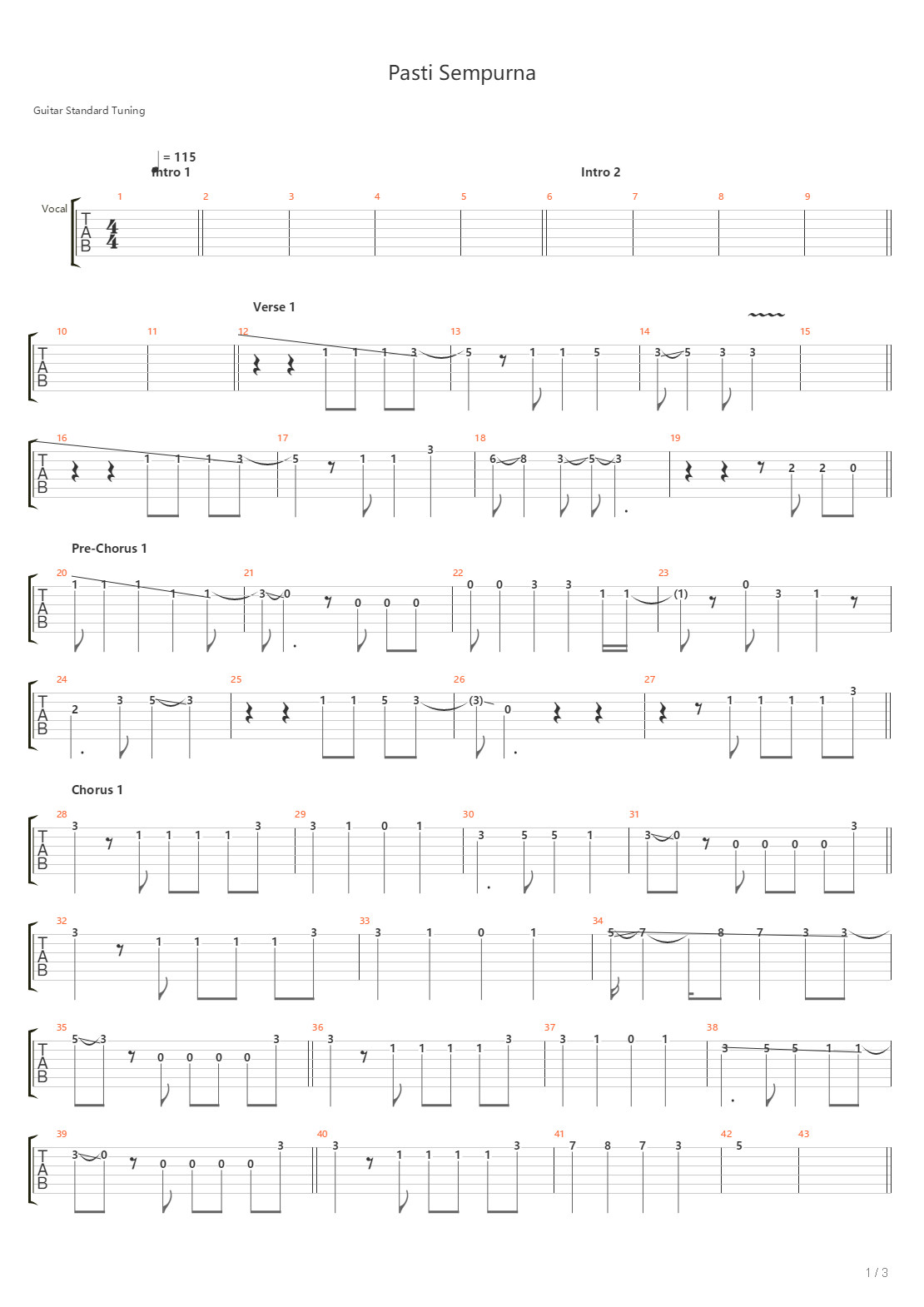 Pasti Sempurna吉他谱