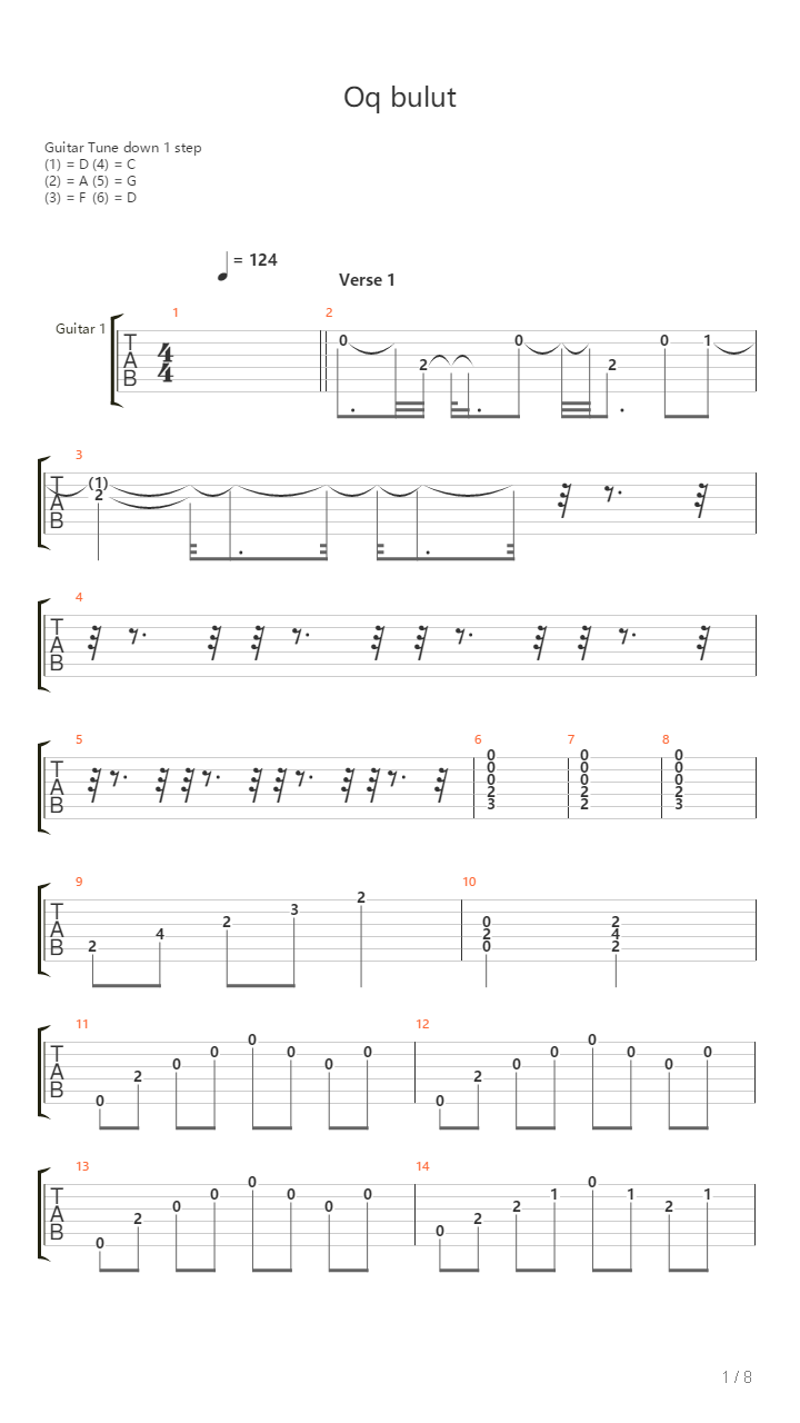 Oq Bulut吉他谱