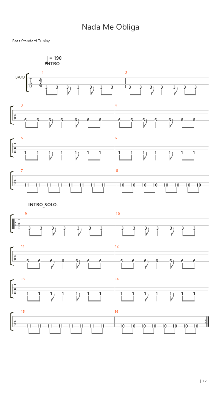 Nada Me Obliga吉他谱