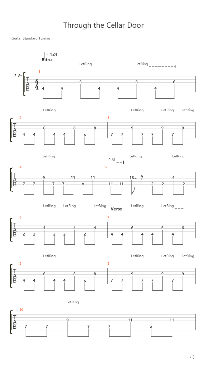Through The Cellar Door吉他谱