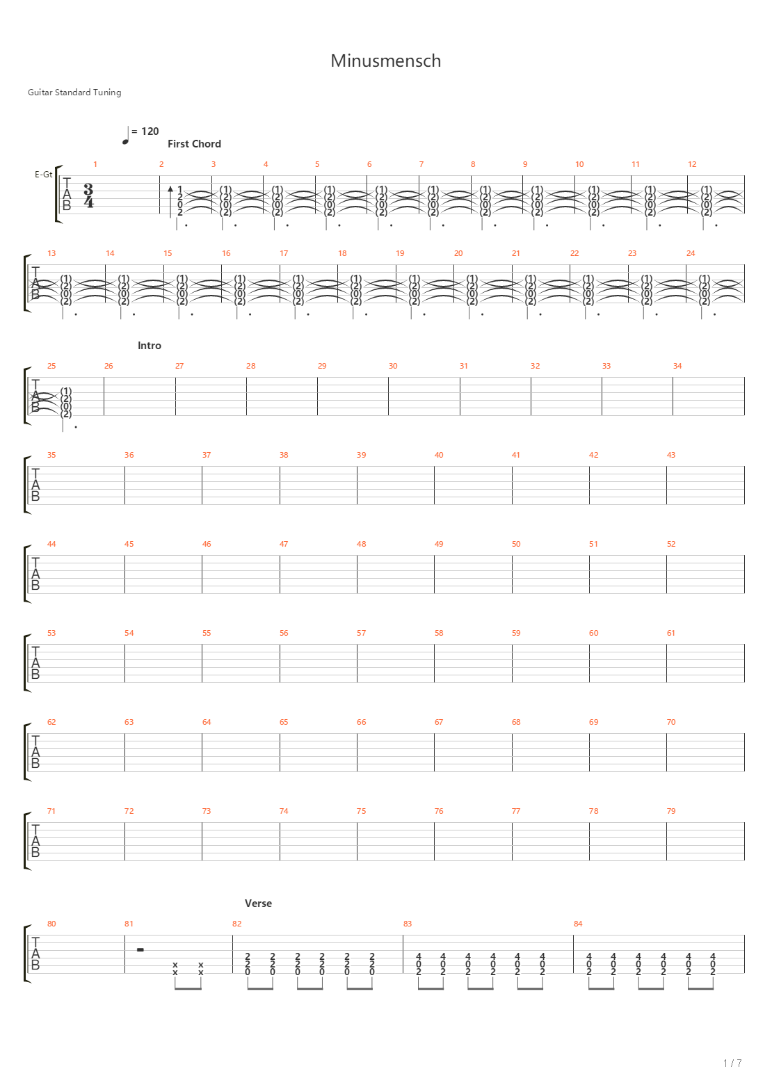 Minusmensch吉他谱