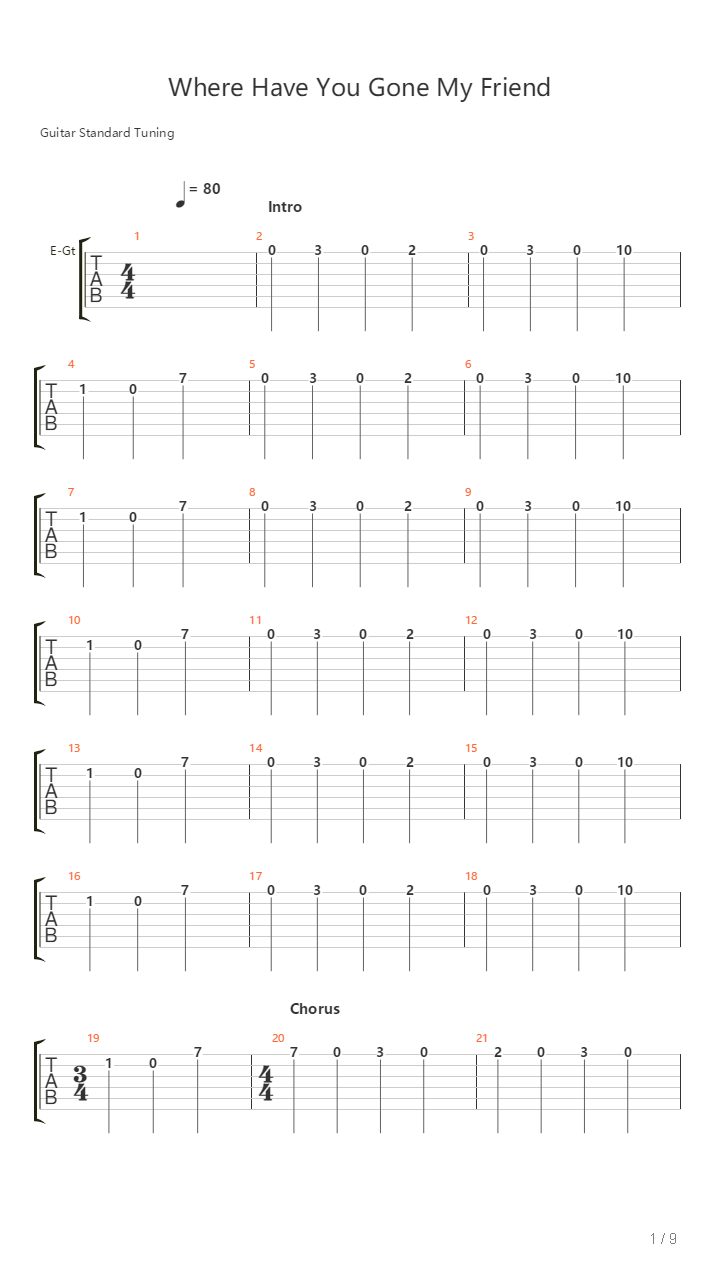 Where Have You Gone My Friend吉他谱