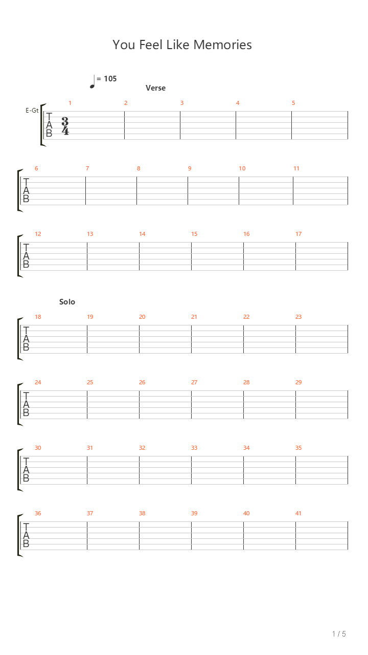 You Feel Like Memories吉他谱