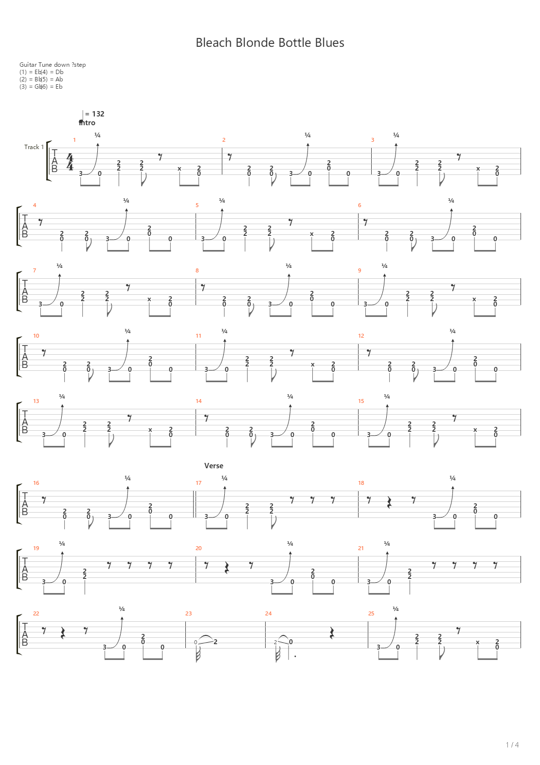 Bleach Blonde Bottle Blues吉他谱