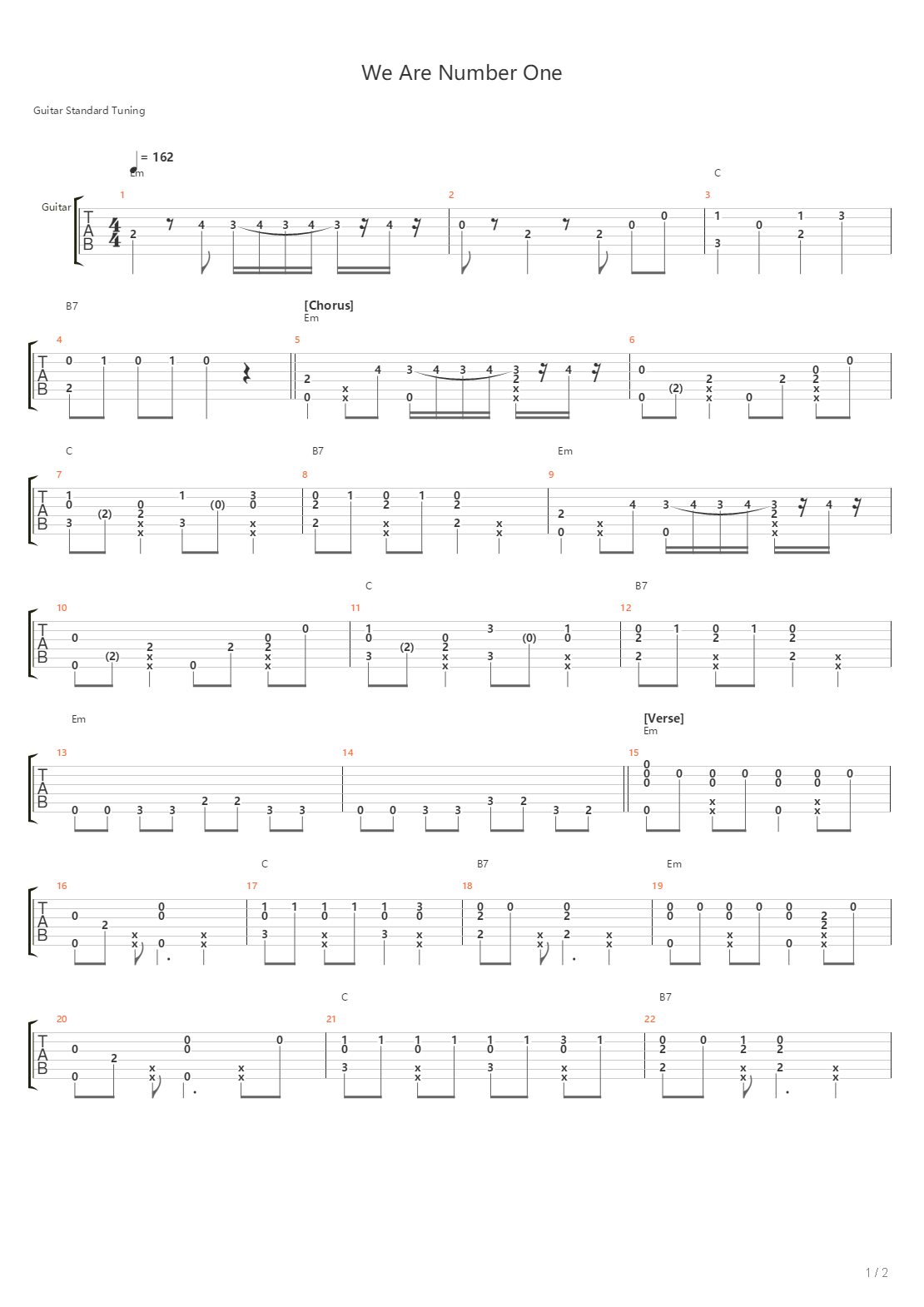 We Are Number One吉他谱