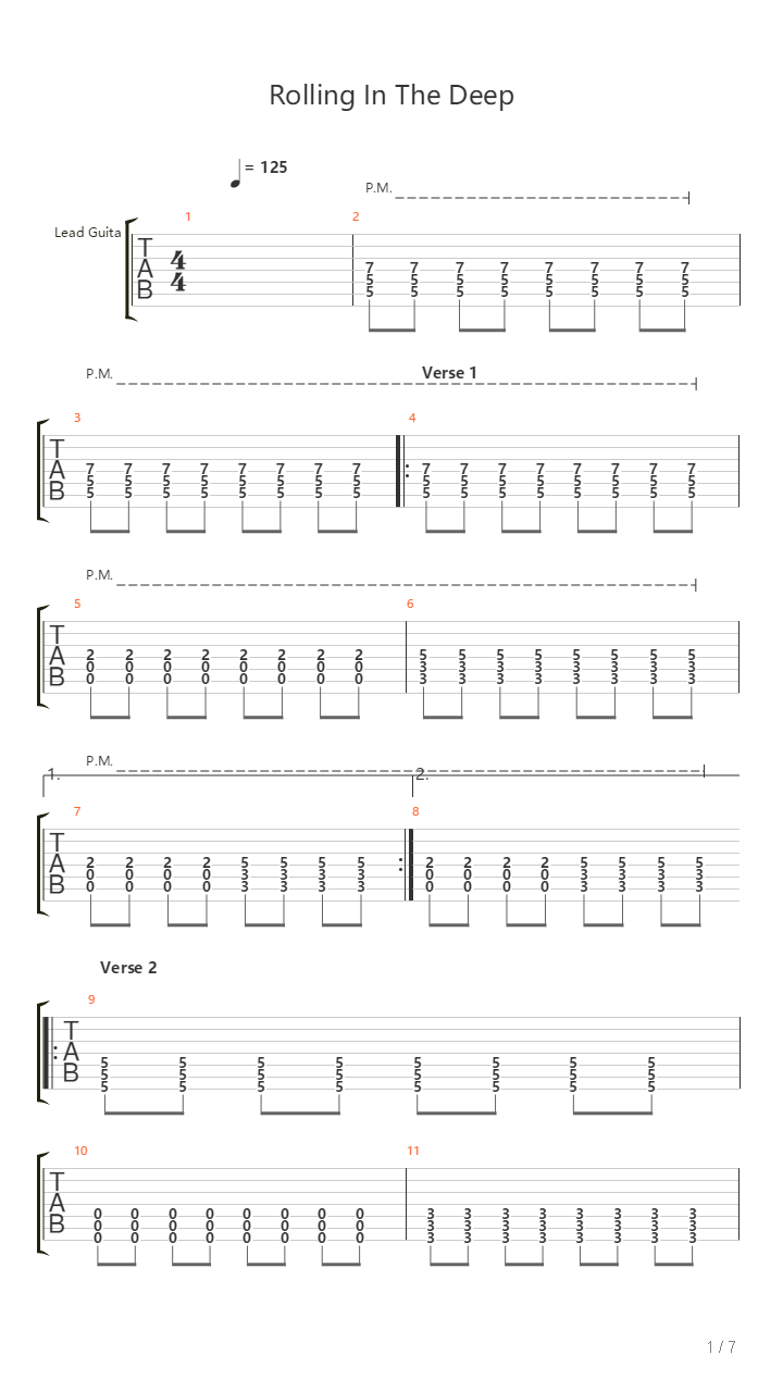 Rolling In The Deep吉他谱