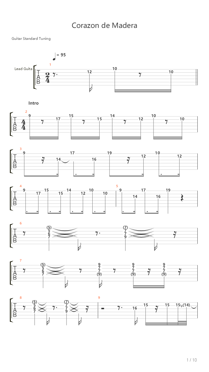Corazon De Madera吉他谱