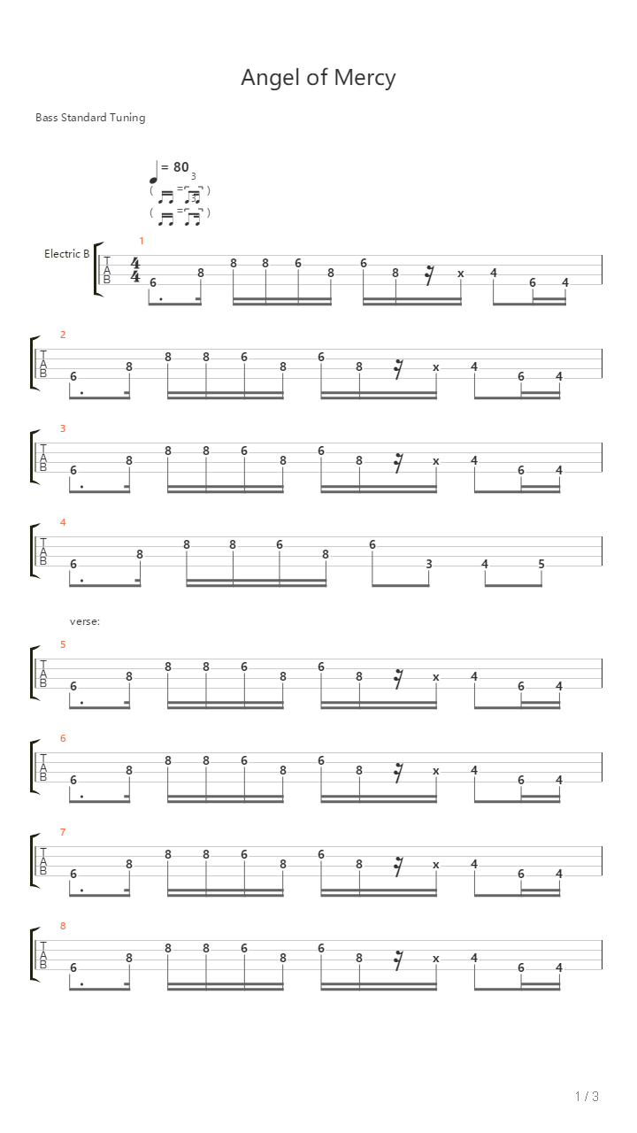 Angel Of Mercy吉他谱