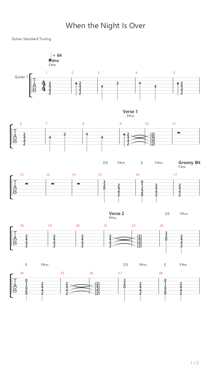 When The Night Is Over吉他谱