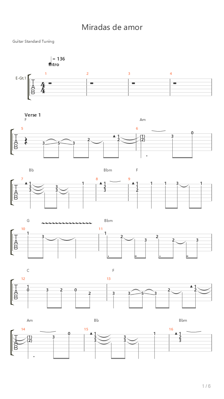 Miradas De Amor吉他谱