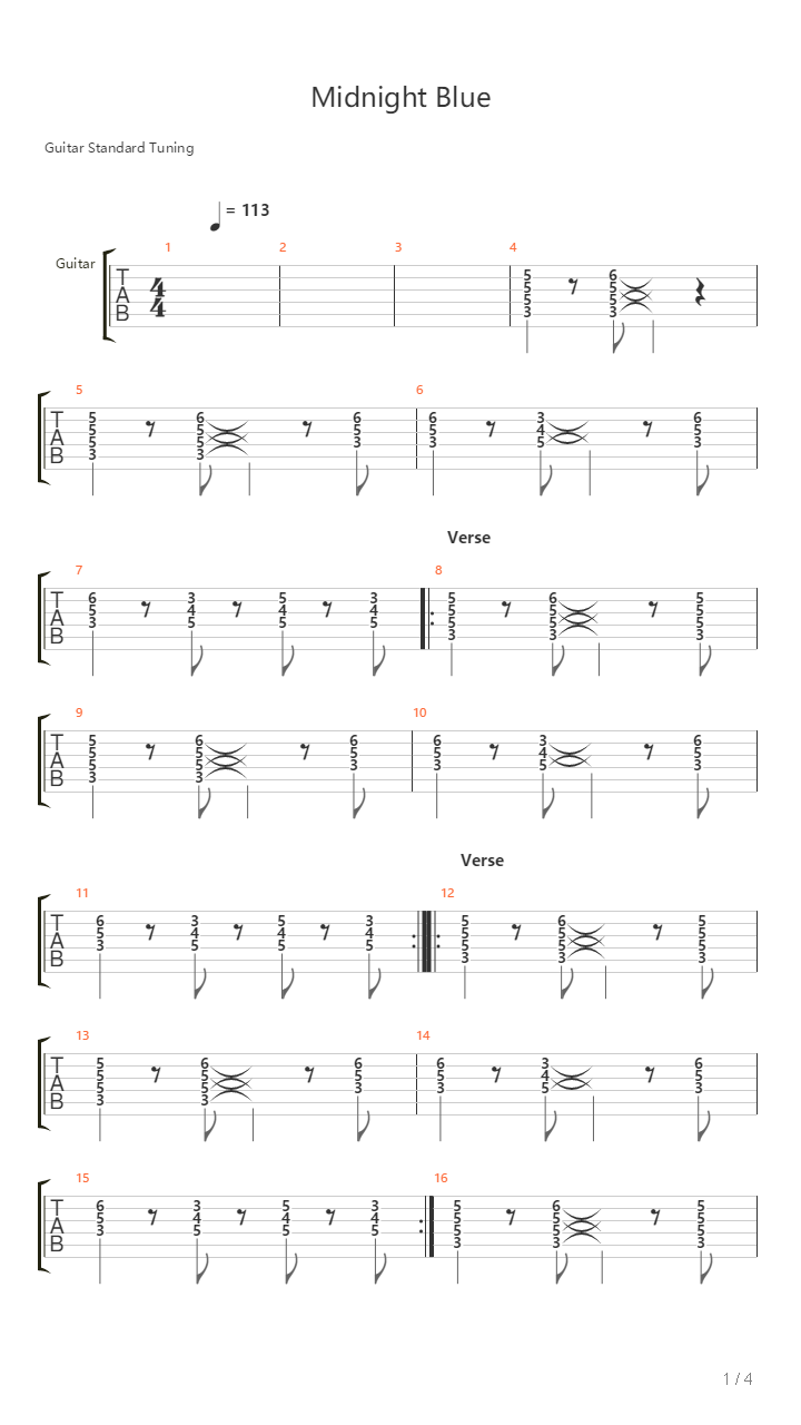 Midnight Blue吉他谱