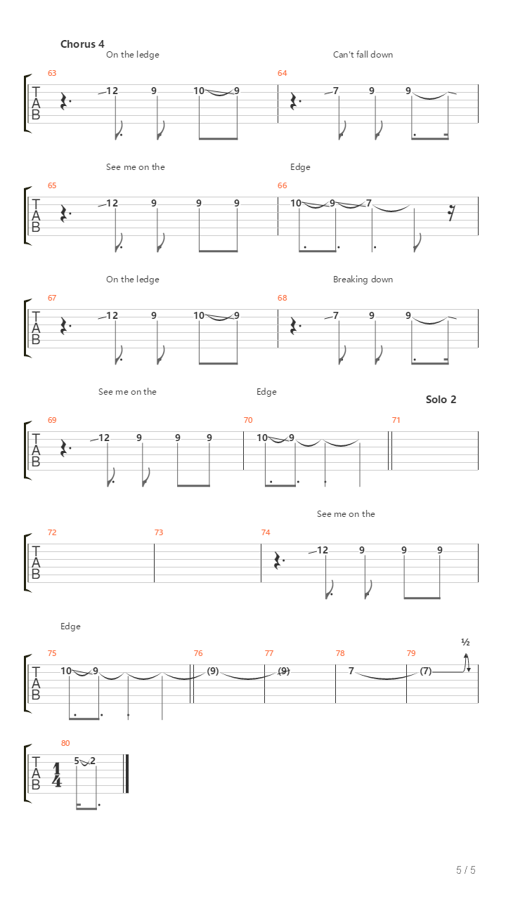 On The Ledge吉他谱